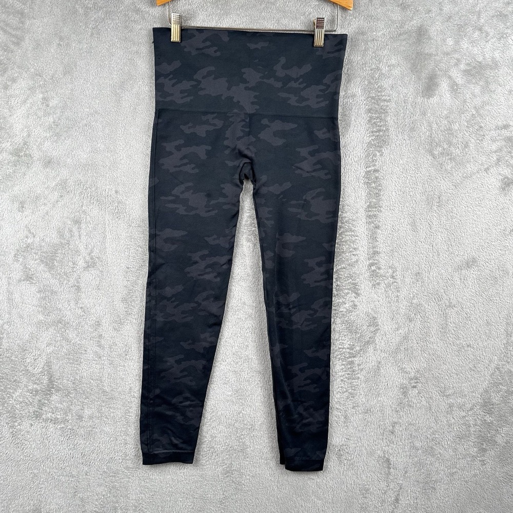 Spanx Look At Me Now Leggings Womens XL Black Camouflage High Waisted 24" Inseam